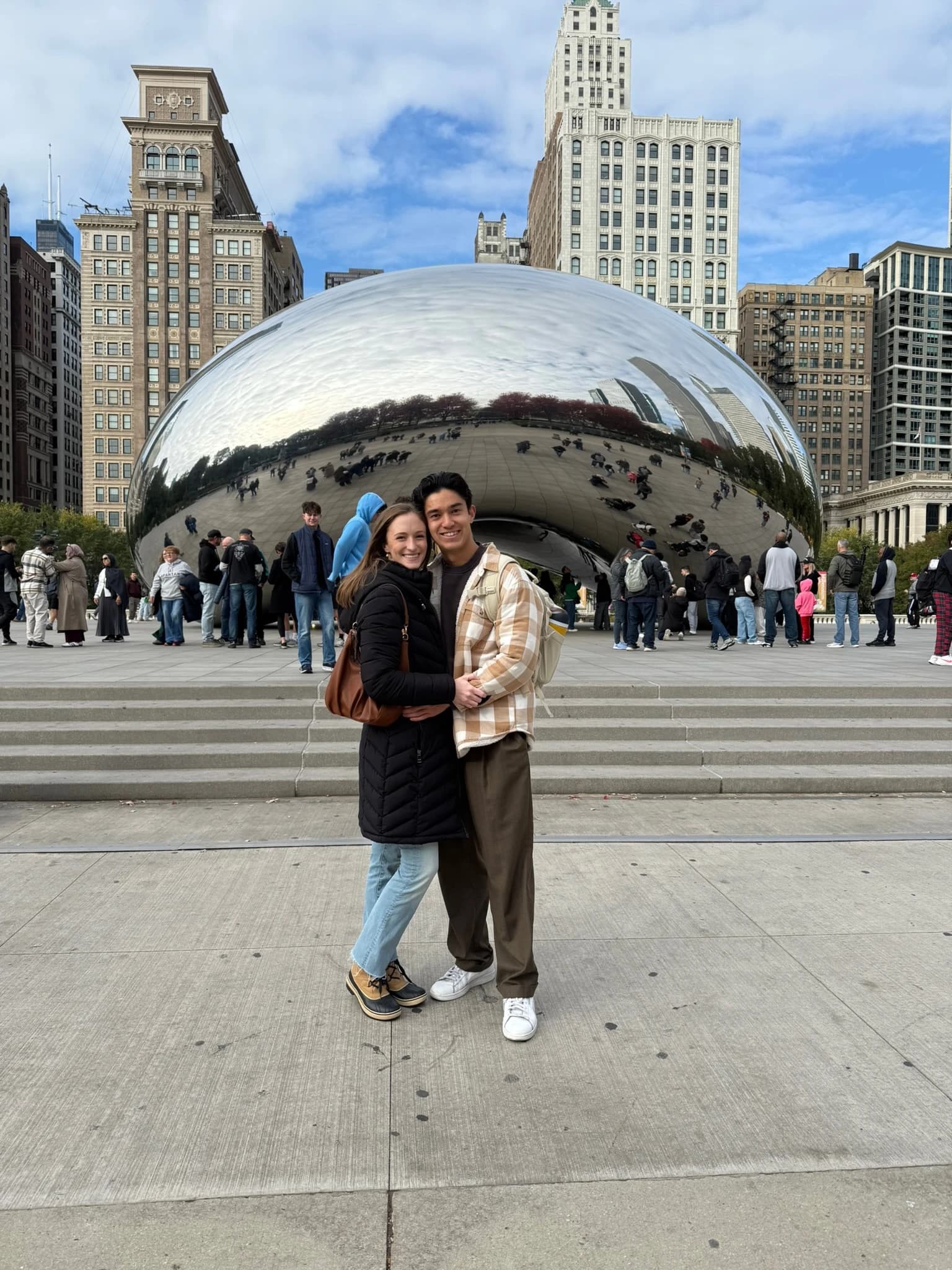 Corley and Oliver at Cloud Gate in Chicago